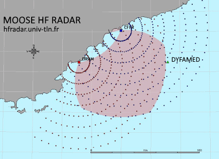 HF radar coverage along the Mediterranean coast. HF radar coverage along the Mediterranean coast.