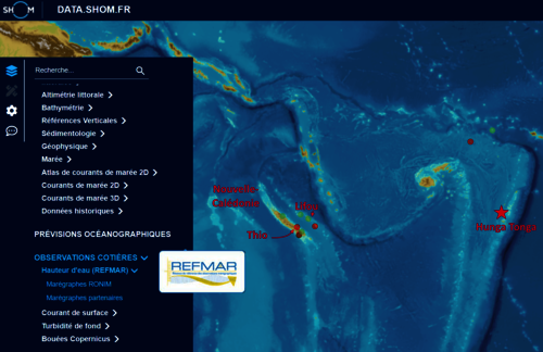 portail data.shom.fr diffusant les données marégraphiques du réseau REFMAR 