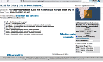 téléchargement de la donnée via le service Thredds du CDS-SAT-AVISO et protocole NetCDF Subset