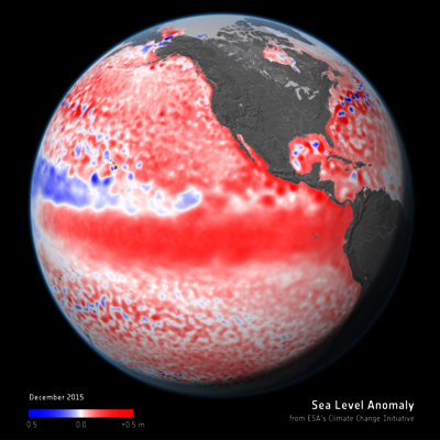 Sea Level Anomaly from altimetry. Credits ESA, Climate Change Initiative.