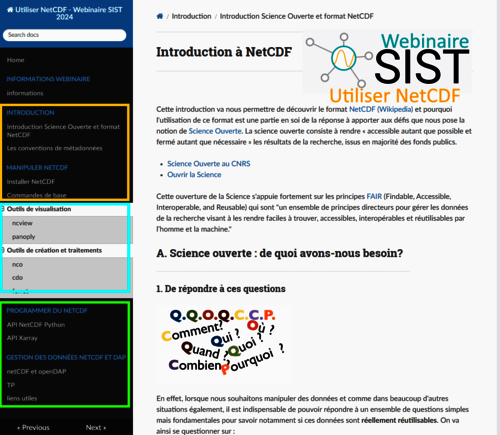 Le réseau SIST propose une série de 3 webinaires / TP autour du format NetCDF en mars 2024.
