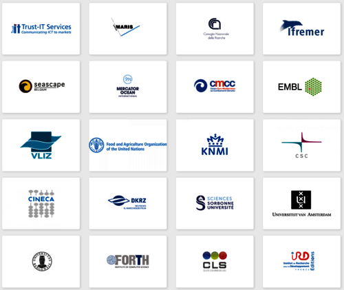 Partenaires du projet européen H2020, Blue-Cloud
