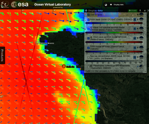 hauteurs significatives des vagues issues du modèle MFWAM et de l'instrument SWIM sur CFOSAT