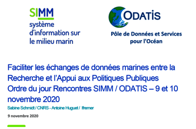 Rencontres SIMM/ODATIS, pour faciliter les échanges de données marines entre la Recherche et l’Appui aux Politiques Publiques"