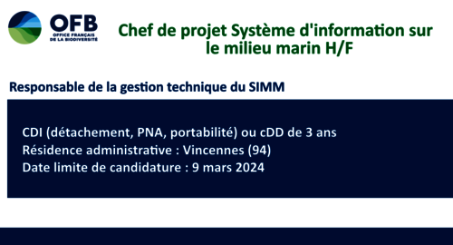 poste OFB Chef de projet Système d'information sur le milieu marin 