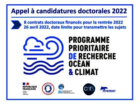 Appel à candidatures doctorales PPR Océan et Climat 2022