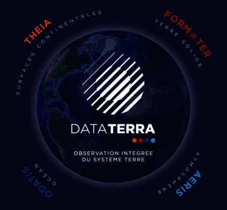 Research infrastructure DATA TERRA's four Data Clusters : ODATIS, THEIA, AERIS and FORMATER.