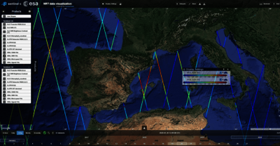 Hauteurs de vagues mesurées par Sentinel-3 au passage de Gloria au large de la Catalogne et Occitanie