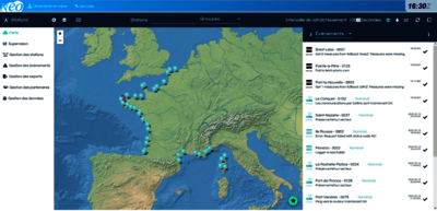 Interface de l'outil de gestion MESSIR-NEO des stations marégraphiques