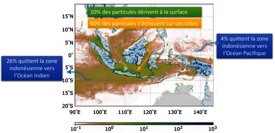 Dérive de débris marins en Indonésie