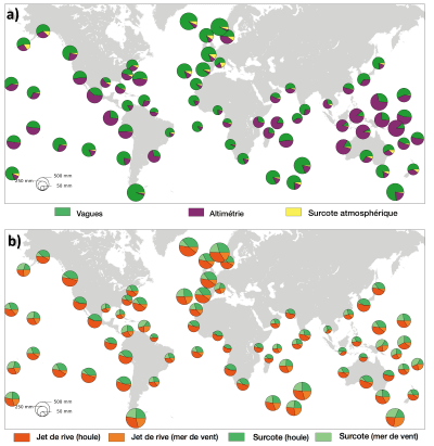 Contributions des vagues aux variations interannuelles à multi-décennales du niveau total de la mer à la côte