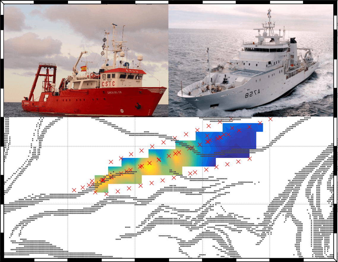 Navires Garcia Del Cid (IMEDEA-SOCIB) et Beautemps-Beaupré (SHOM) lors des campagnes BIOSWOT, SWOT-PROTEVS et  PRE-SWOT