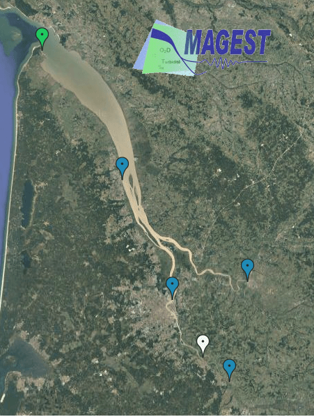 Le réseau d'observation MAGEST mesure la qualité physico-chimique des eaux de l'estuaire de la Gironde.