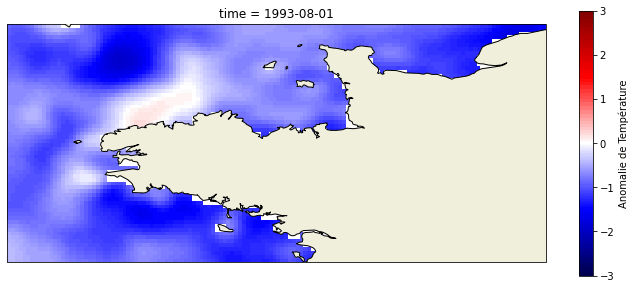 Animations de carte de températures de surface en Bretagne, données satellites du CDS-SAT-CERSAT 