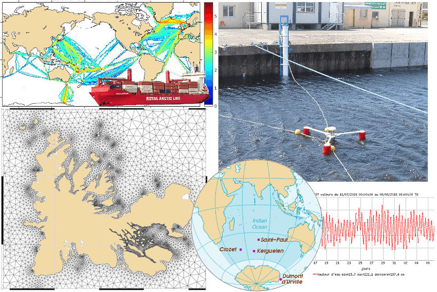 illustrations provenant du CDS-IS-OMP : Sea Surface Salinity from ships, réseau marégraphique ROSAME