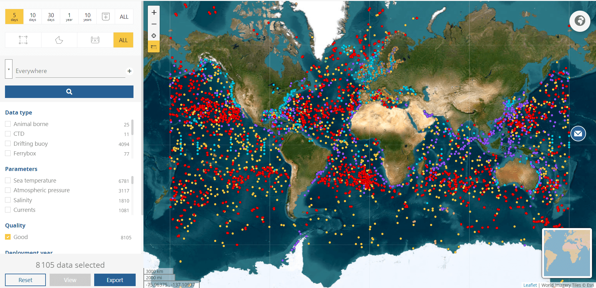 Découverte et sélection de données du CDS-IS-Coriolis